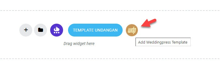 Tombol Add Weddingpress Template di Editor Elementor
